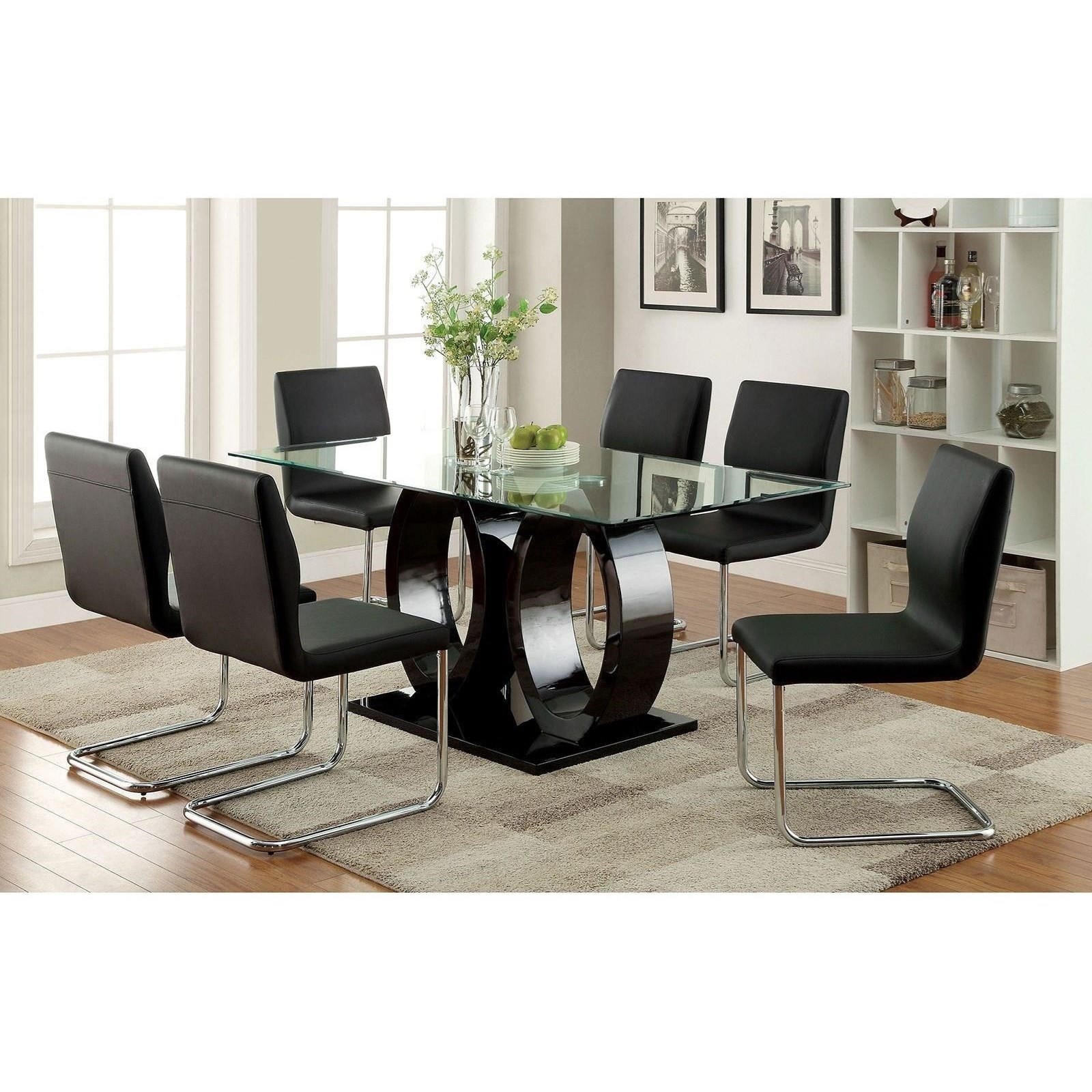 Rectangular glass dining clearance table for 6
